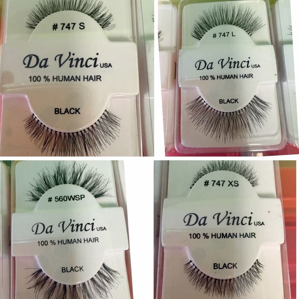 Eyelashes 100% Human Hair False Fake authentic Da Vinci USA Black Full 4 Sets